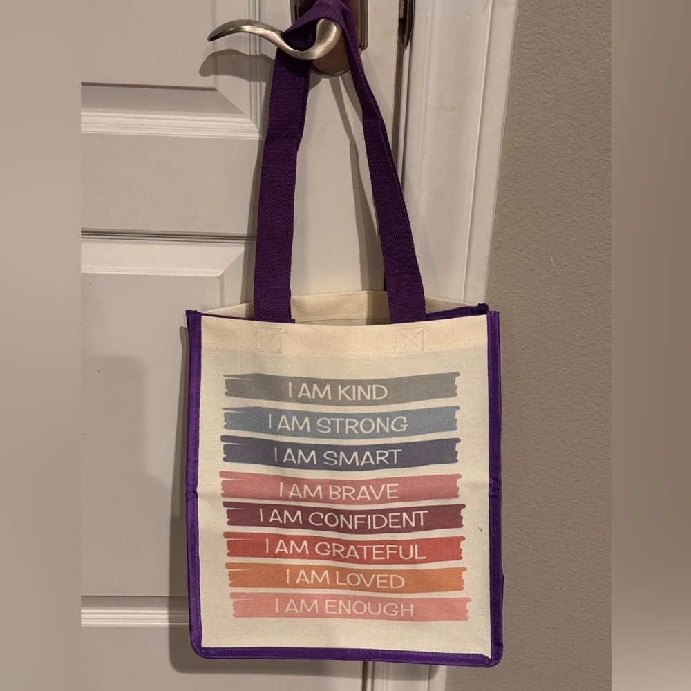 Affirmations Multicolor Inspirational Tote Bag 13x12in